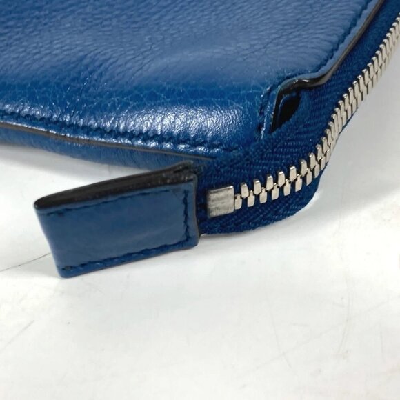 GUCCI 322054 GG Interlocking G Bag Pouch Clutch Bag with Strap Leather blue - Picture 5 of 11